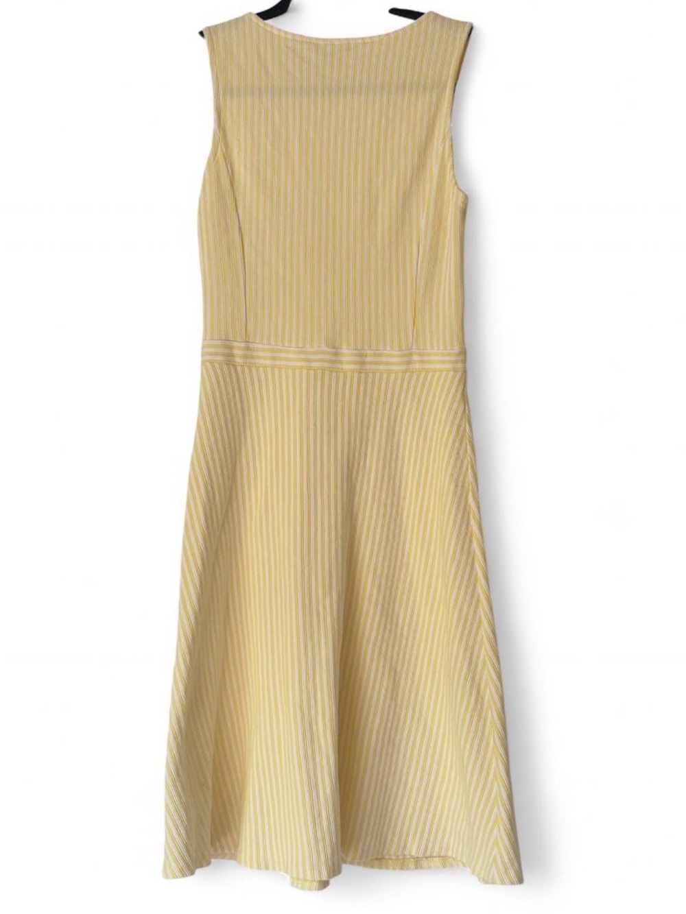 Isaac Mizrahi Live Yellow & White Striped A-Line Dress Yellow Sleeveless Dress - Picture 5 of 8